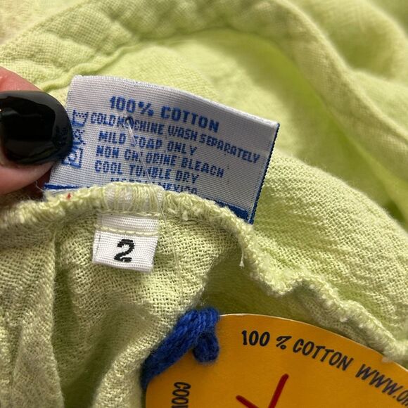 Oh My Gauze NWT Olga Top Size 2 Green Textured Cotton Boxy Oversized Boho Lagom - Picture 8 of 12